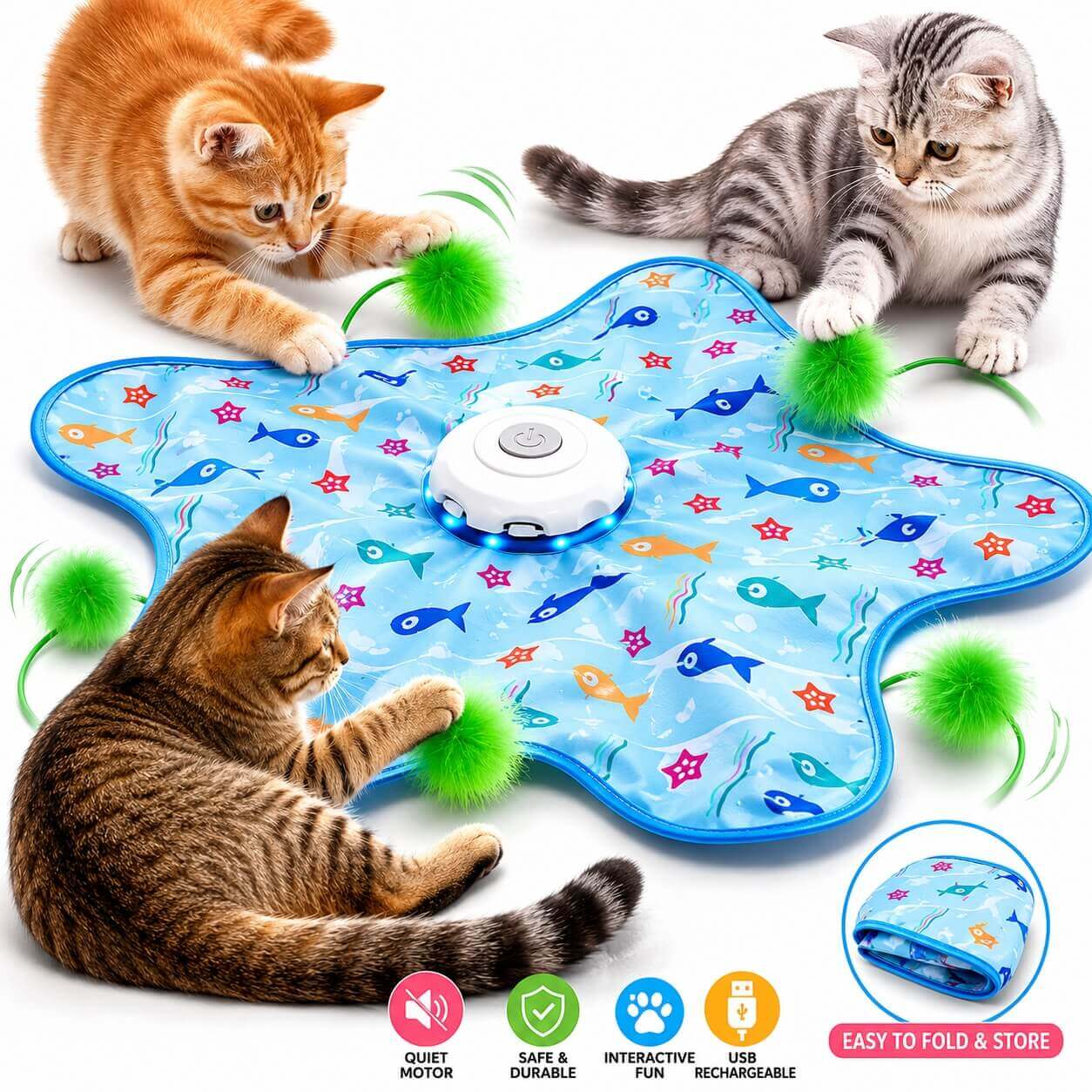 Automatic Hide and Seek Cat Toy with Moving Single Feather for Indoor Cats with USB Rechargeable