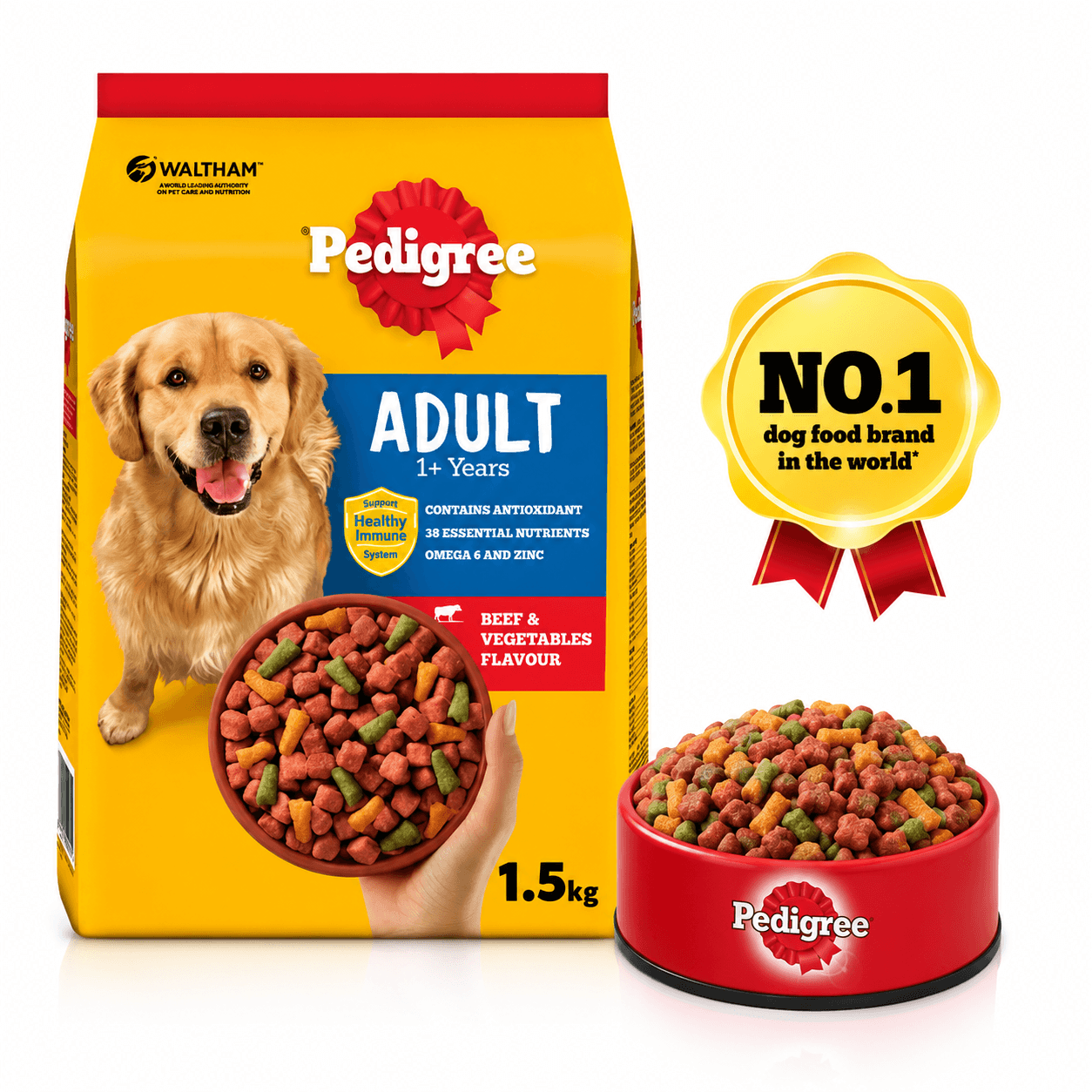 Pedigree Complete Adult Dry Dog Food Beef and Vegetables 1.5kg