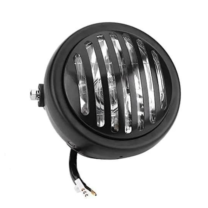 Motorefit 6.5 Inch Vintage Motorcycle Headlight Headlamp Grill Style Universal for Cafe Racer-1pcs
